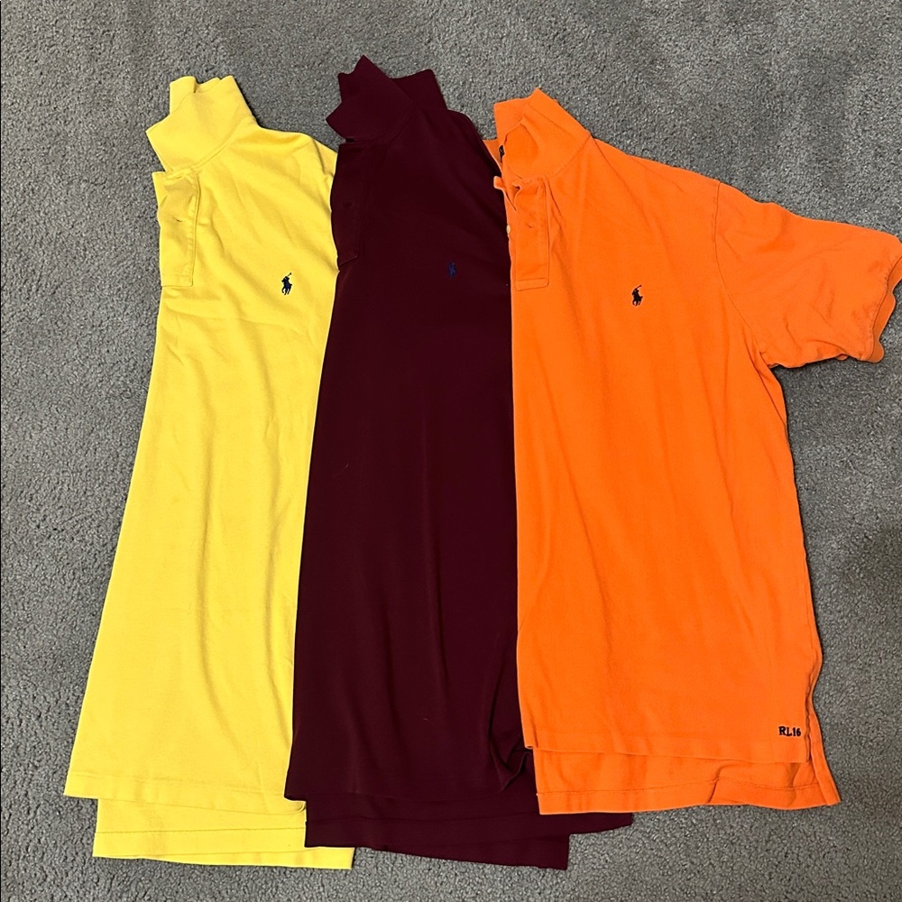 Ralph Lauren Polo Shirt Set - Bright Yellow, Deep Red, Vibrant Orange